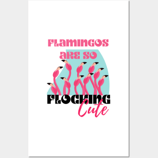 Flocking Cute Flamingos Summer Beach Vibe Posters and Art